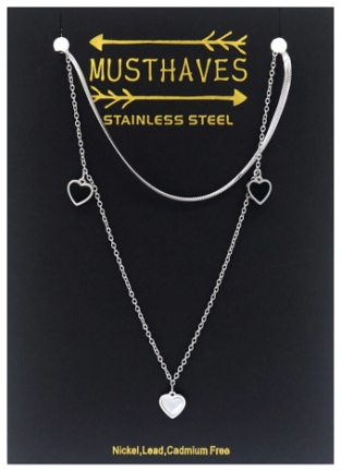 Ketting 2 laags Hartjes st-steel zilver 3