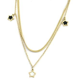 Ketting 2 laags Sterren st-steel goud