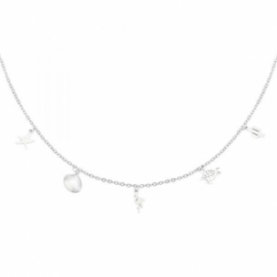 Ketting tropische bedels RVS zilver