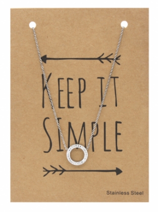 Ketting Cirkel kristal stainless steel zilver