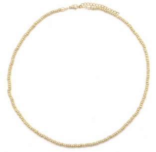 Ketting kort met kleine glaskraaltjes goud