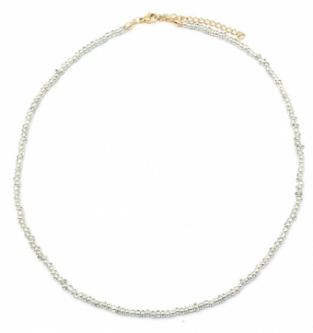 Ketting kort met kleine glaskraaltjes zilver