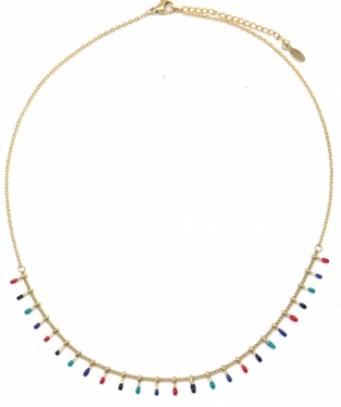 Ketting Paintdrops RVS multi-goud