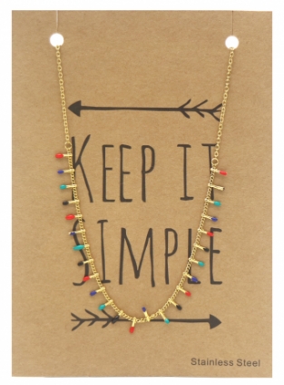 Ketting Paintdrops RVS multi-goud