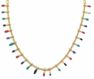 Ketting fijn paintdrops of verfdruppels rvs goud-multicolor