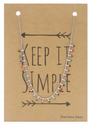 Ketting Paintdrops RVS multi-zilver