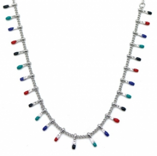 Ketting Paintdrops RVS multi-zilver