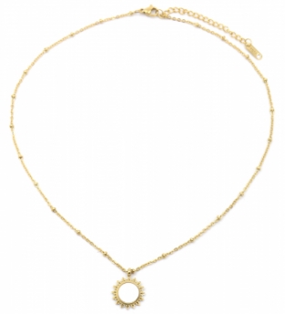 Ketting Zon RVS-parelmoer-goud