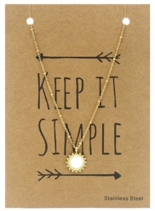 Ketting Zon RVS-parelmoer-goud