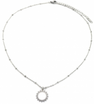 Ketting Zon RVS-parelmoer-zilver