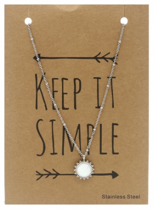 Ketting Zon RVS-parelmoer-zilver