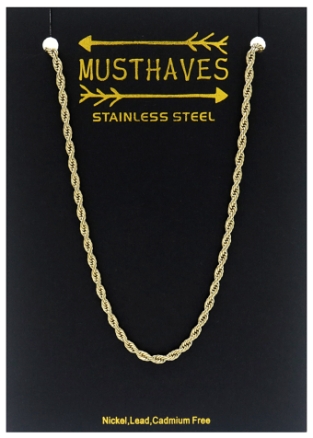 Ketting schakel gedraaid stainless steel goud 3