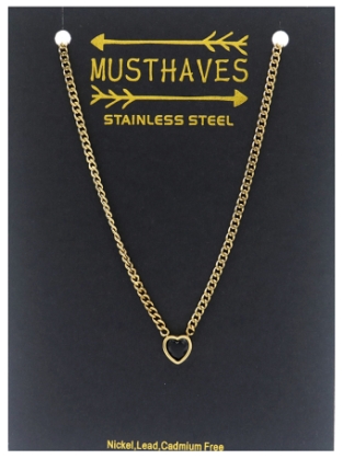 Ketting schakel Hart st-steel-kristal goud-zwart 3