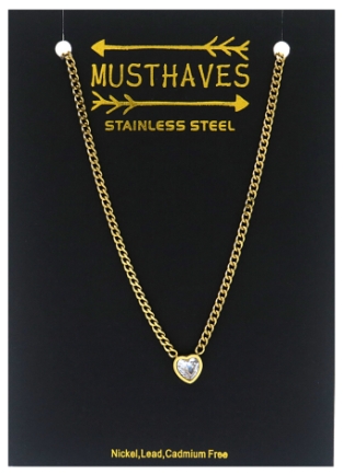 Ketting schakel Hart st-steel-kristal goud 3