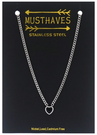 Ketting schakel Hart st-steel-kristal zilver -zwart 3