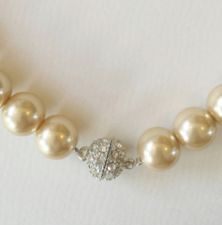 Ketting parels groot creme-strass