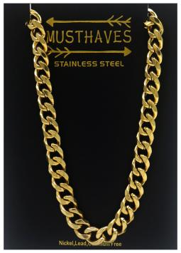 Ketting grote schakel stainless steel goud 3