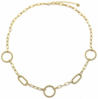 Ketting grote schakel cirkels rvs goud