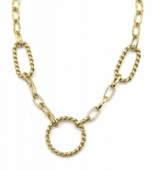 Ketting grote schakels & Cirkels stainless steel goud