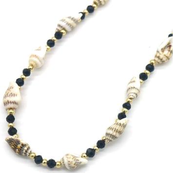 Ketting kort Schelpjes en kralen zwart