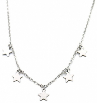 Ketting sterren stainless steel zilver