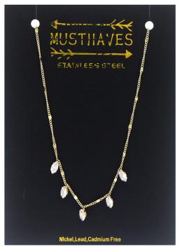 Ketting  cubic Zirconia st-steel goud 3