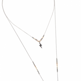 Ketting fijn 2 laags Thunder zilver-grijs