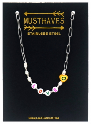 Ketting Love & Smiley RVS zilver 3