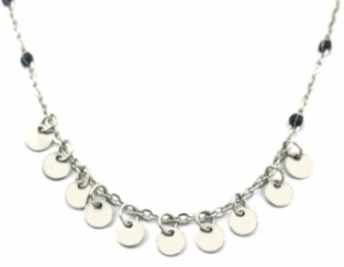 Ketting Muntjes en kraaltjes RVS zilver-zwart 