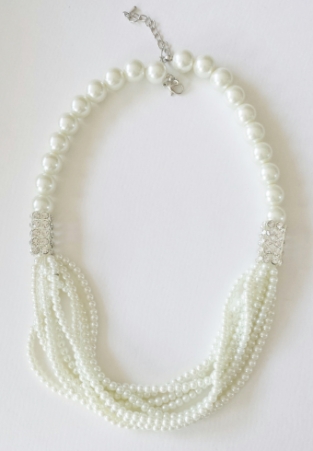 Ketting parels groot wit-strass