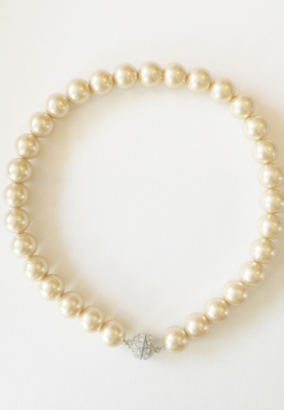 Ketting parels groot creme-strass 2