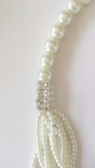 Ketting parels groot wit-strass 3