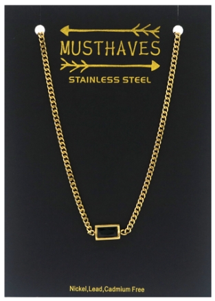 Ketting schakels en rechthoek st.steel goud-zwart 3