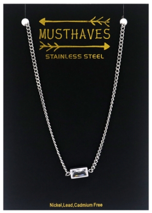 Ketting schakels en rechthoek st.steel zilver-kristal 3
