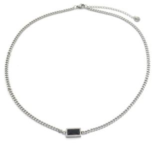 Ketting schakels en rechthoek st.steel zilver-zwart 2