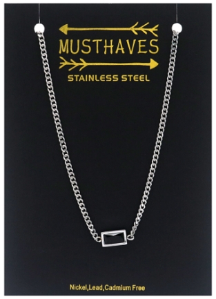 Ketting schakels en rechthoek st.steel zilver-zwart 3