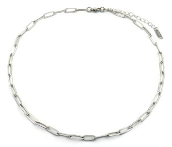 Ketting grote langwerpige 10 mm schakel stainless steel zilver