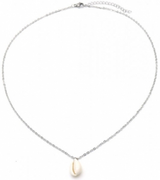 Ketting rvs fijn met schelp zilver