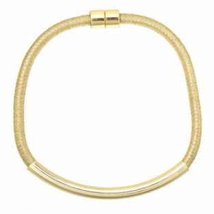 Korte goudkl. ketting van glitterkoord en magneetsluiting.
