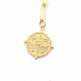 Ketting grote schakel Coin rvs goud