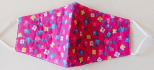 Gezichtsmasker mondkapje katoen flowers roze-multi