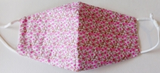 Gezichtsmasker mondkapje katoen flowers roze-multi