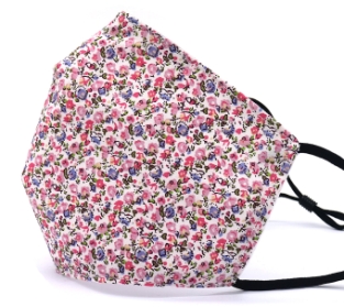 Mondkapje textiel flowers creme-rood