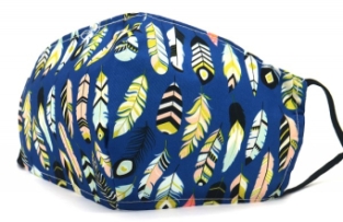 mondkapje katoen feathers blauw