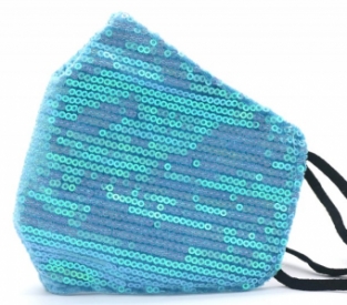 Mondkapje glitter aqua-blauw