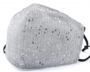 Mondkapje glitter glam zilver 2