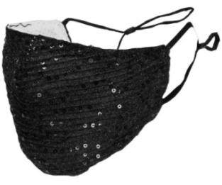 Mondkapje glitter glam zwart 2