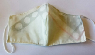 Gezichtsmasker katoen dessin creme-grijs-roze
