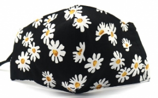 mondkapje katoen flower-print zwart