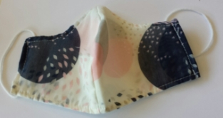 Gezichtsmasker katoen dessin creme-grijs-roze